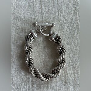 Chunky Sterling Silver Rope Toggle Bracelet